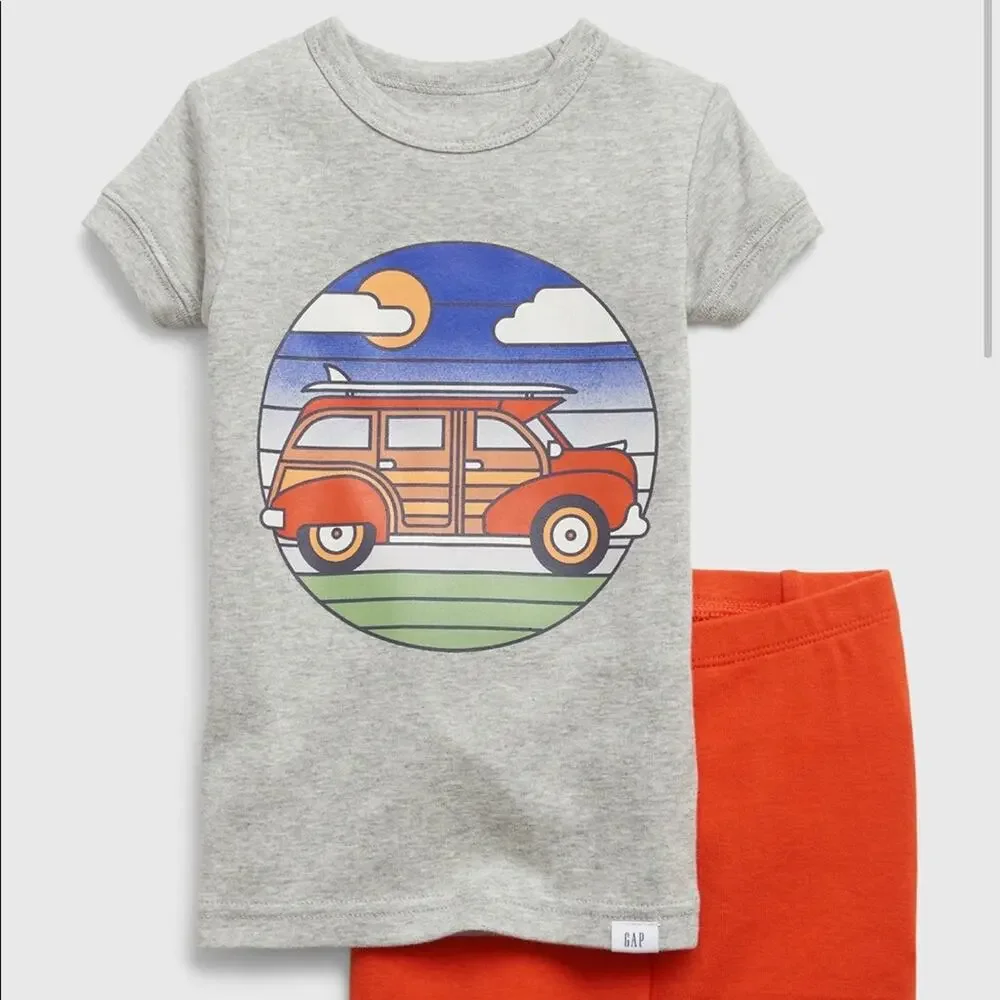 NWT Baby GAP Toddler Pajama Set Van Graphic Tee & Red Shorts  (Size 2T)